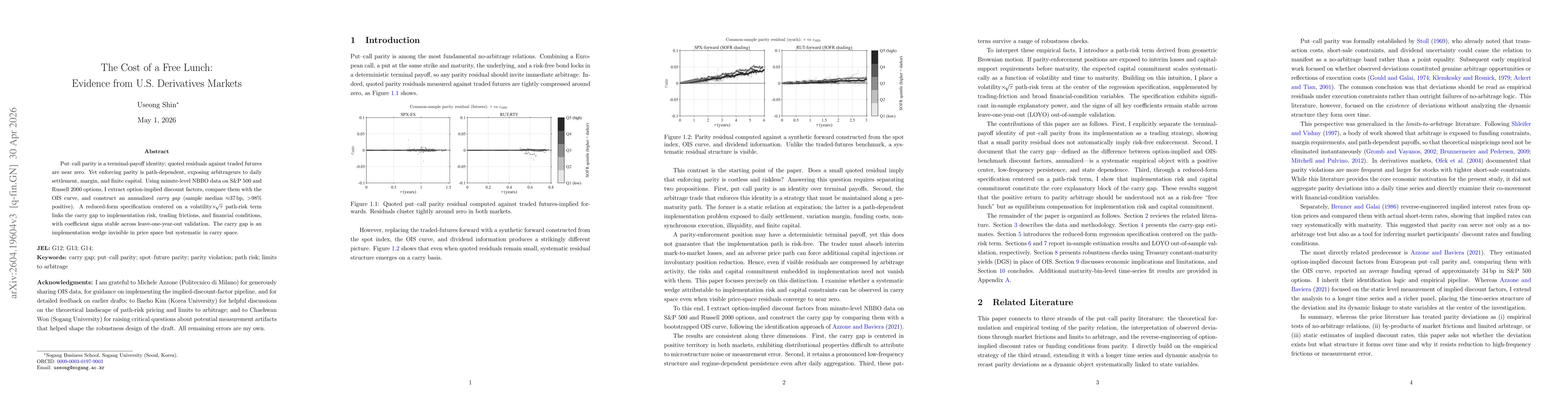 Thumbnail for The Cost of a Free Lunch: Evidence from U.S. Derivatives Markets