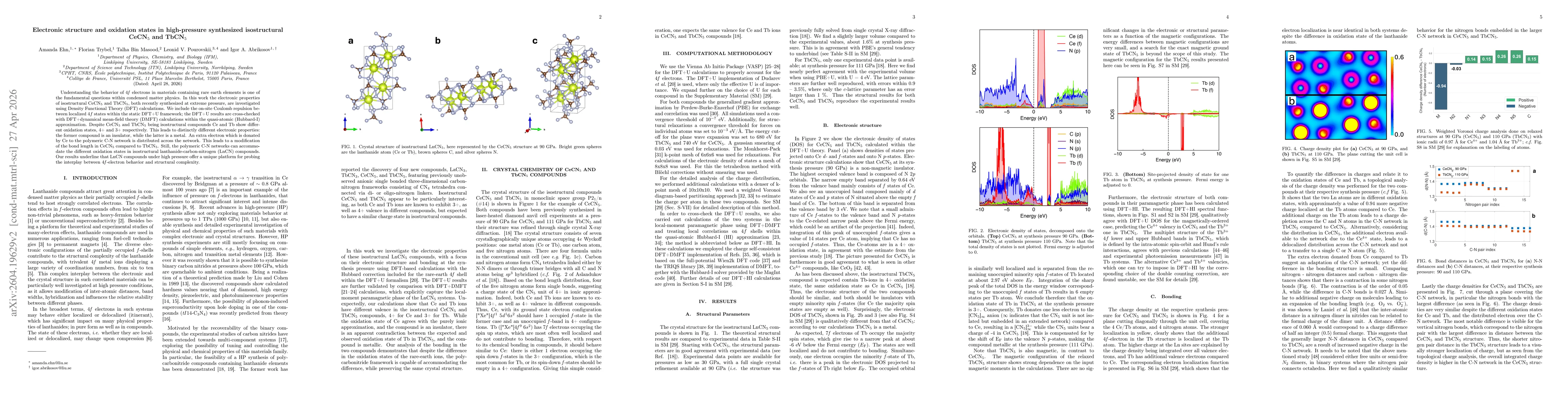 Thumbnail for Electronic structure and oxidation states in high-pressure synthesized isostructural CeCN$_5$ and TbCN$_5$