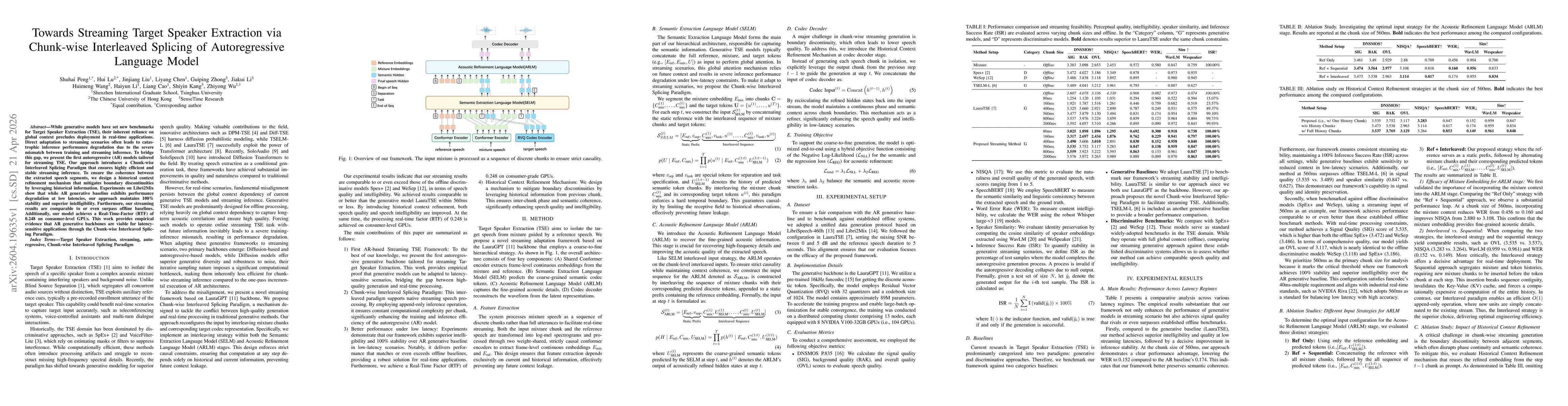 Thumbnail for Towards Streaming Target Speaker Extraction via Chunk-wise Interleaved Splicing of Autoregressive Language Model