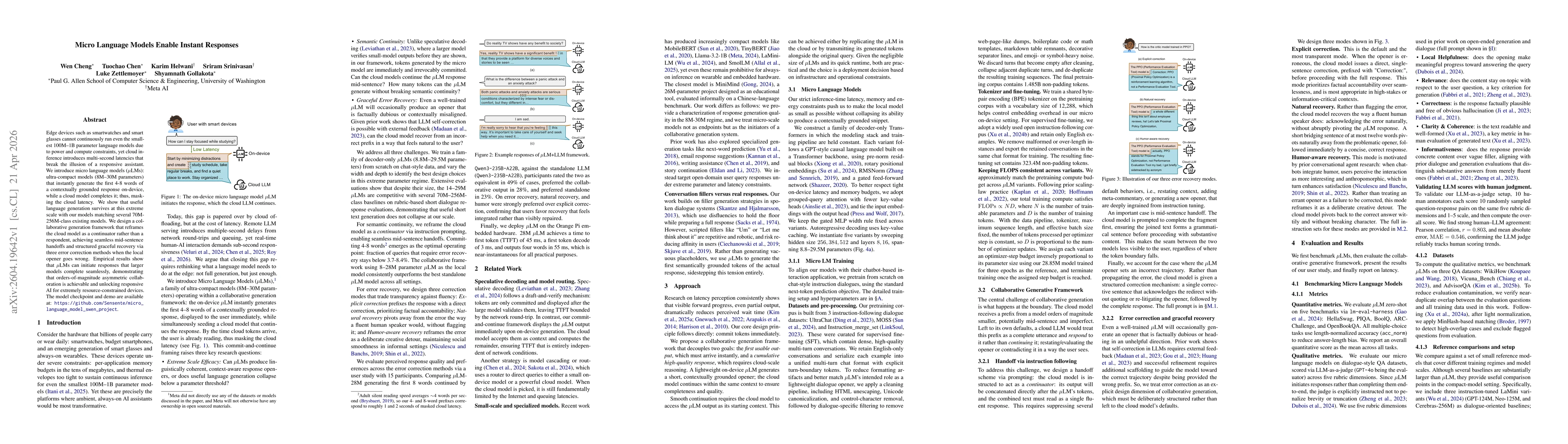 Thumbnail for Micro Language Models Enable Instant Responses