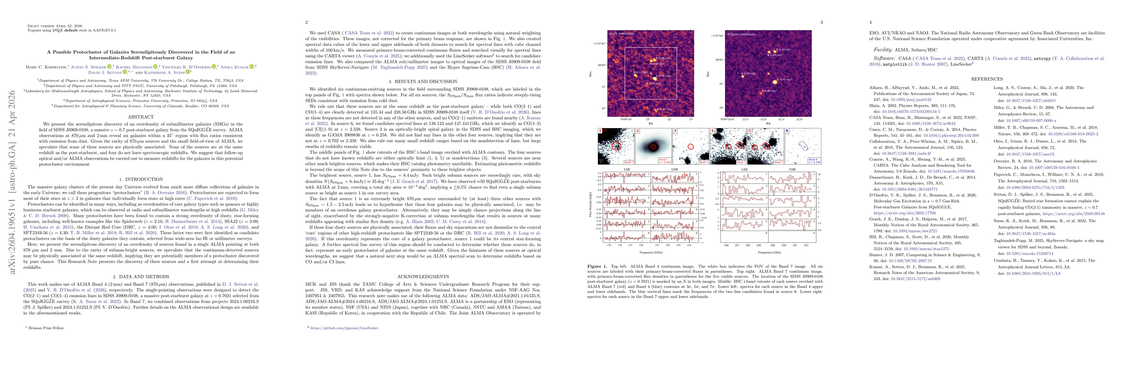 Thumbnail for A Possible Protocluster of Galaxies Serendipitously Discovered in the Field of an Intermediate-Redshift Post-starburst Galaxy