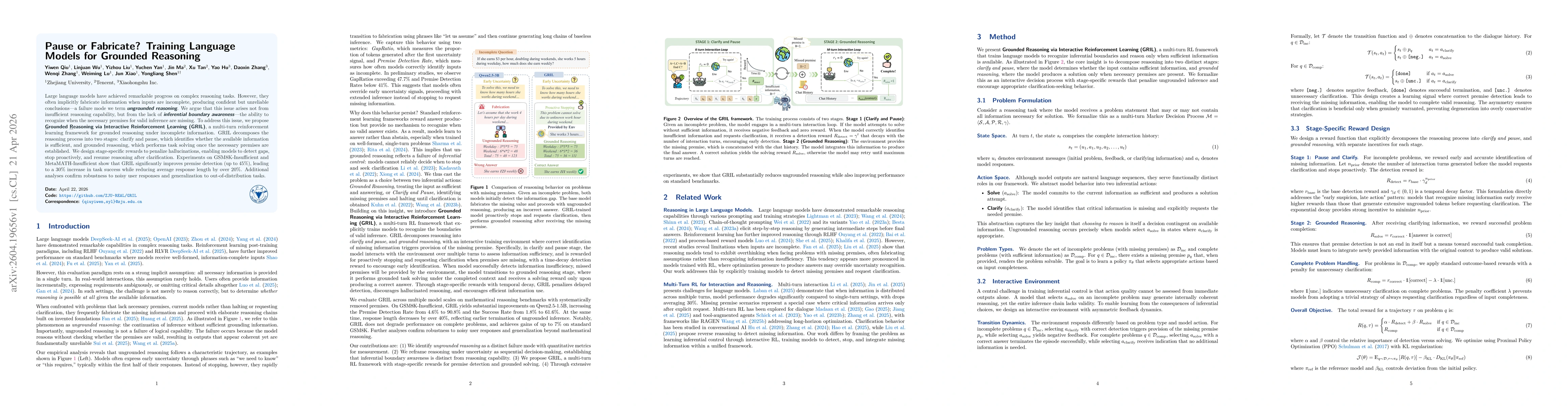 Thumbnail for Pause or Fabricate? Training Language Models for Grounded Reasoning