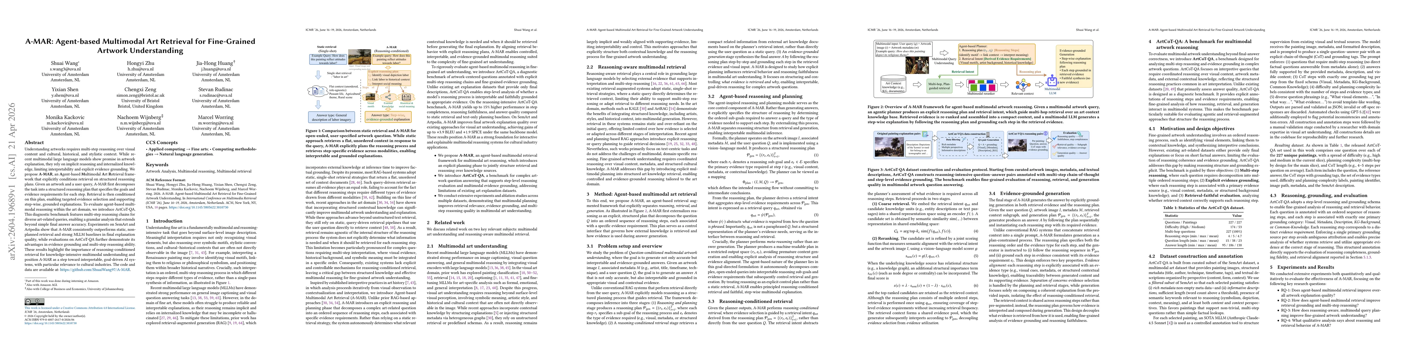 Thumbnail for A-MAR: Agent-based Multimodal Art Retrieval for Fine-Grained Artwork Understanding