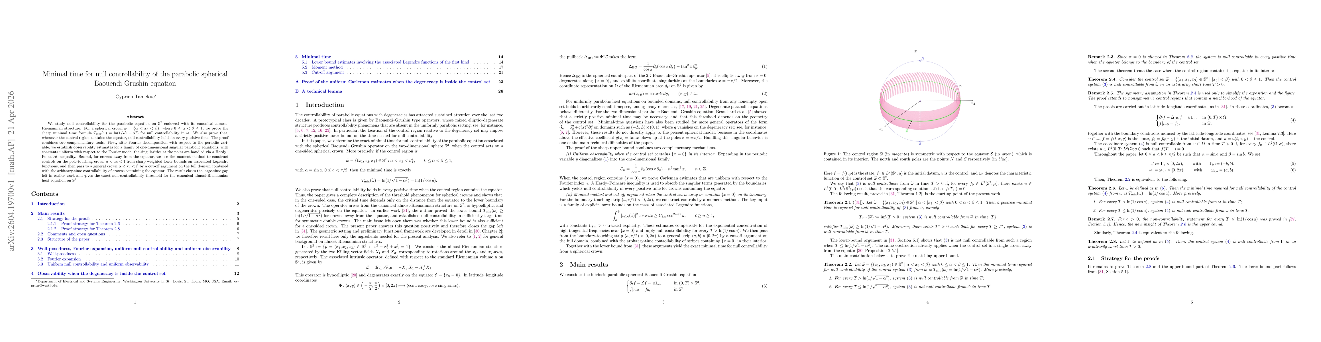 Thumbnail for Minimal time for null controllability of the parabolic spherical Baouendi-Grushin equation