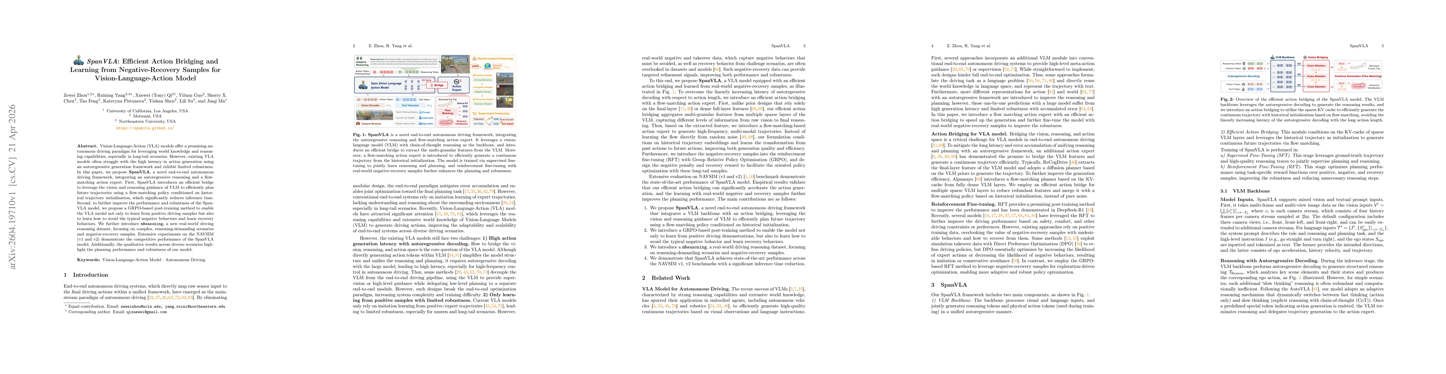 Thumbnail for SpanVLA: Efficient Action Bridging and Learning from Negative-Recovery Samples for Vision-Language-Action Model