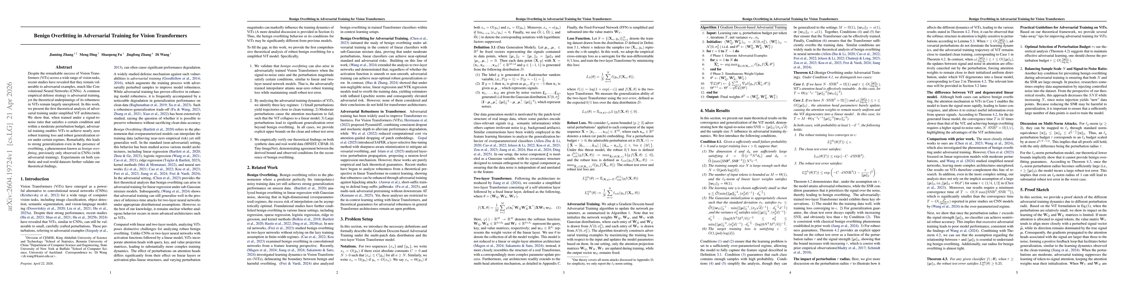 Thumbnail for Benign Overfitting in Adversarial Training for Vision Transformers