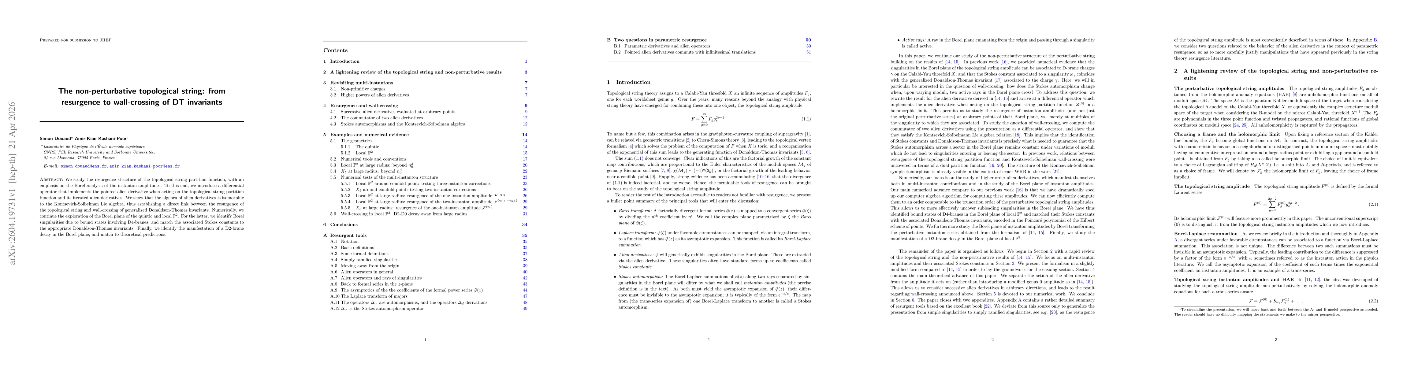Thumbnail for The non-perturbative topological string: from resurgence to wall-crossing of DT invariants