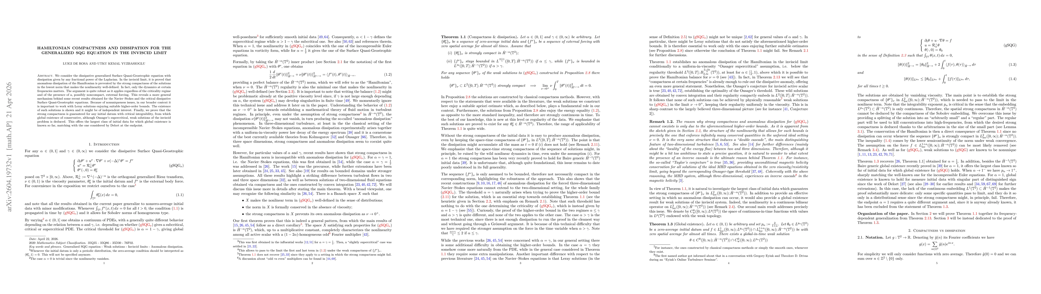 Thumbnail for Hamiltonian compactness and dissipation for the generalized SQG equation in the inviscid limit