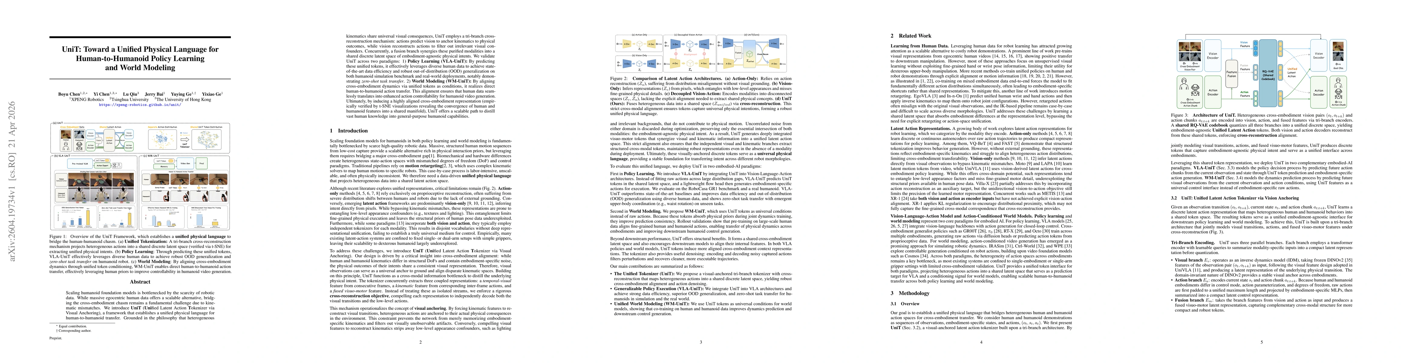 Thumbnail for UniT: Toward a Unified Physical Language for Human-to-Humanoid Policy Learning and World Modeling