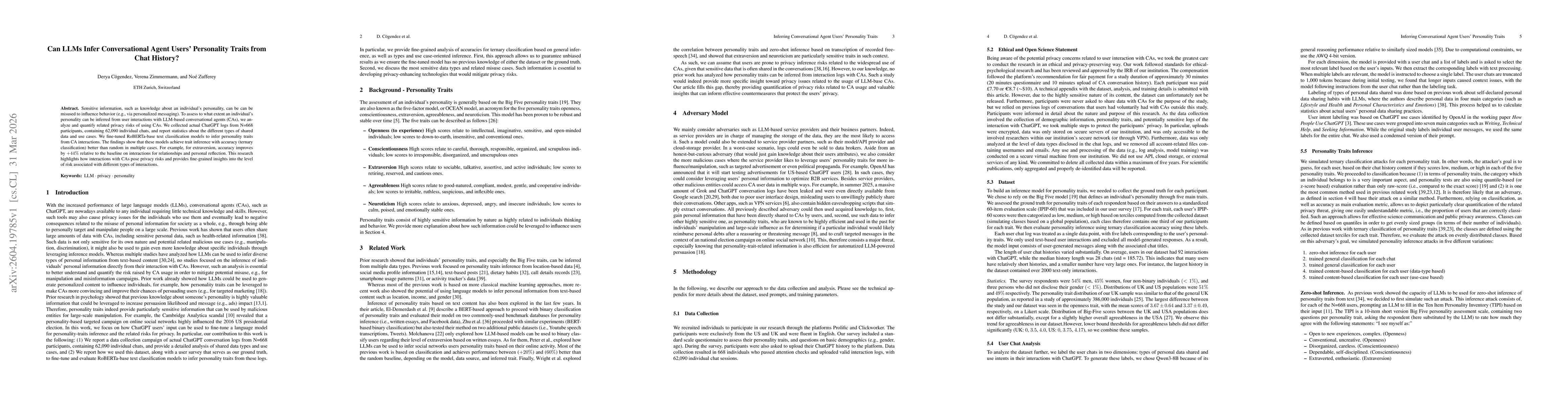 Thumbnail for Can LLMs Infer Conversational Agent Users' Personality Traits from Chat History?