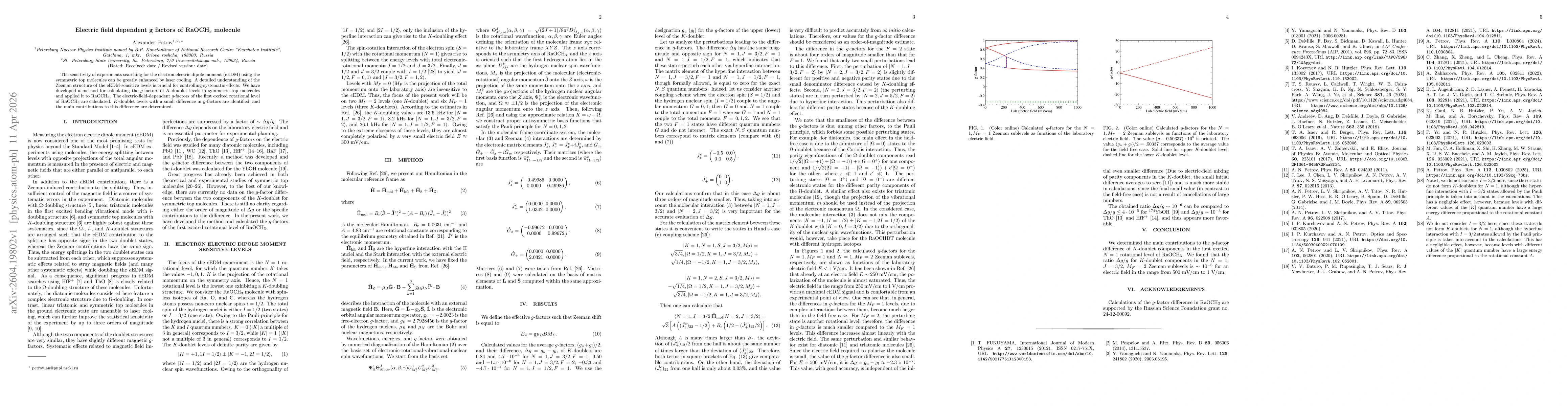 Thumbnail for Electric field dependent g factors of RaOCH$_3$ molecule