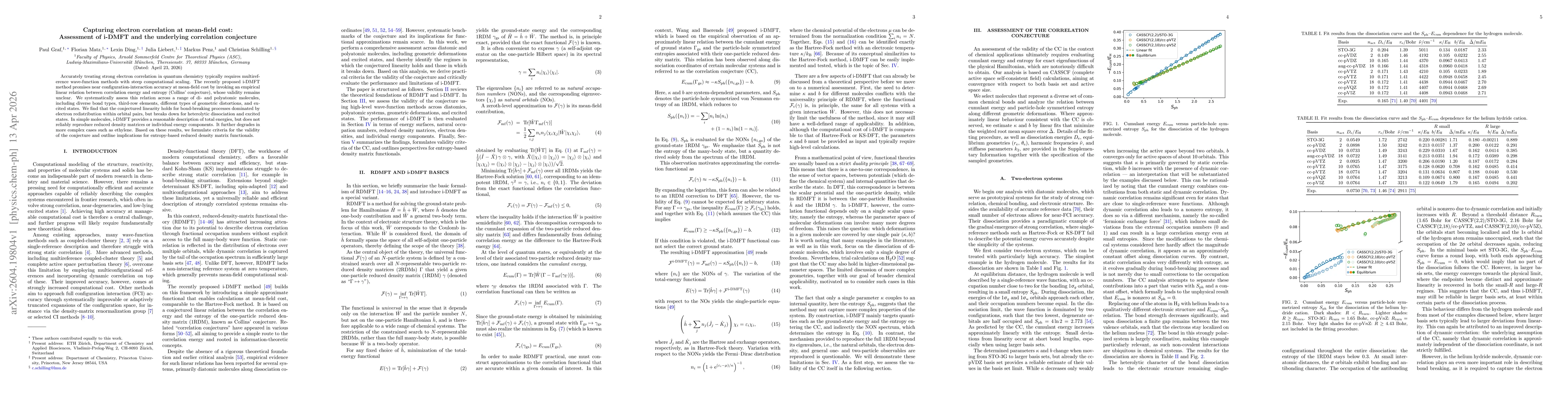 Thumbnail for Capturing electron correlation at mean-field cost: Assessment of i-DMFT and the underlying correlation conjecture