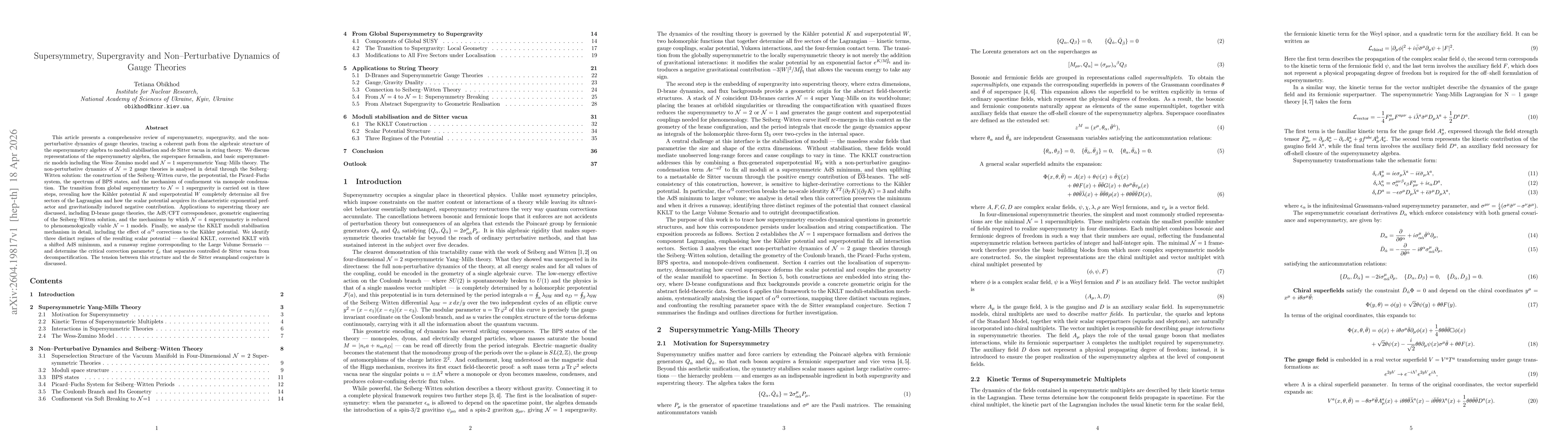 Thumbnail for Supersymmetry, Supergravity and Non--Perturbative Dynamics of Gauge Theories