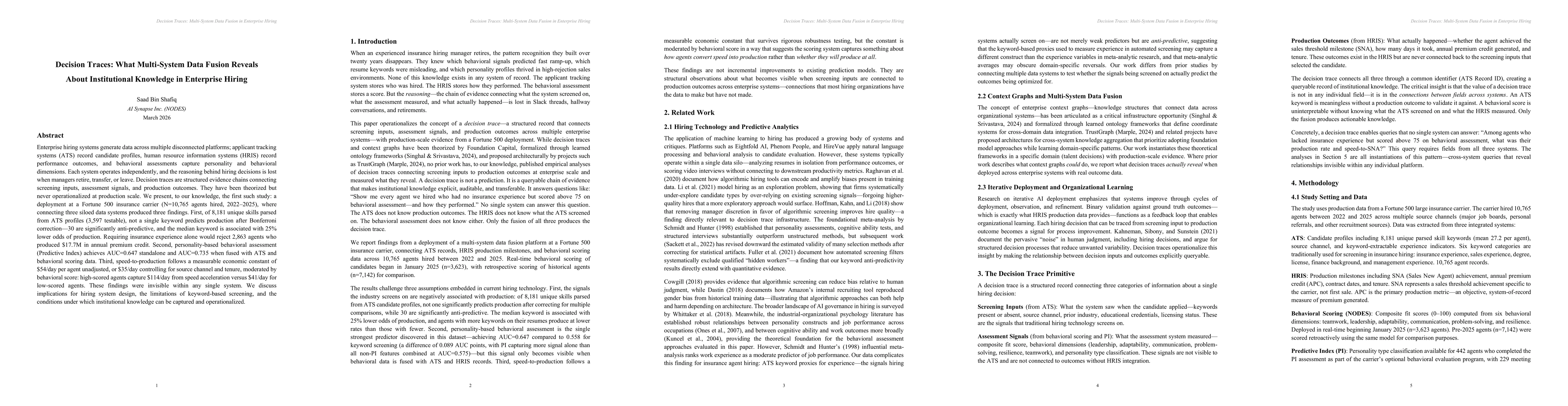Thumbnail for Decision Traces: What Multi-System Data Fusion Reveals About Institutional Knowledge in Enterprise Hiring