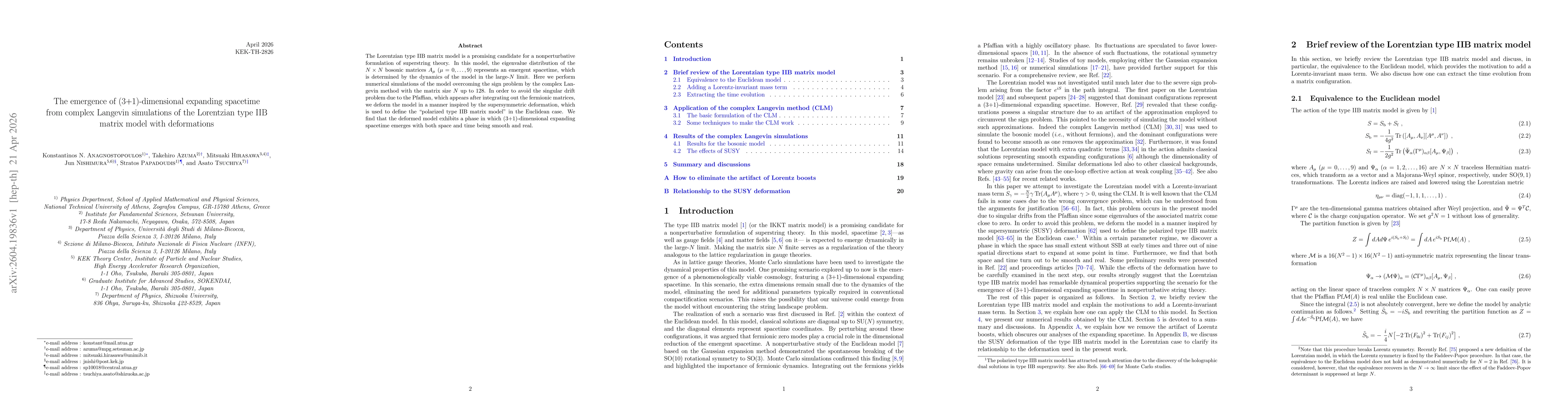 Thumbnail for The emergence of (3+1)-dimensional expanding spacetime from complex Langevin simulations of the Lorentzian type IIB matrix model with deformations