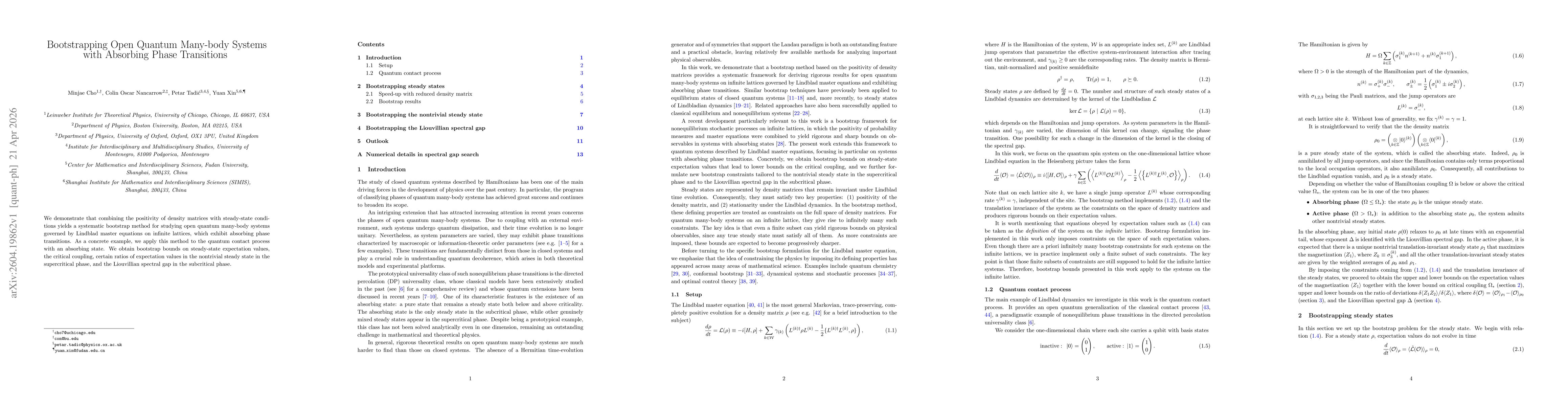 Thumbnail for Bootstrapping Open Quantum Many-body Systems with Absorbing Phase Transitions