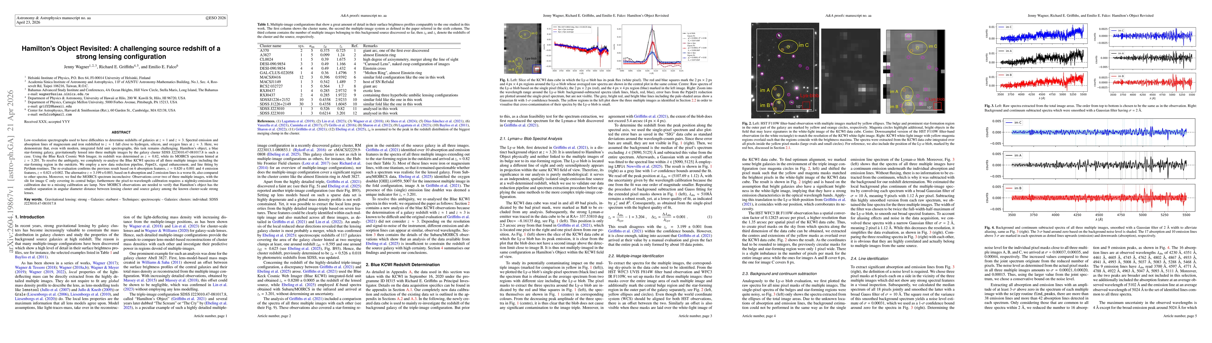 Thumbnail for Hamilton's Object Revisited: A challenging source redshift of a strong lensing configuration