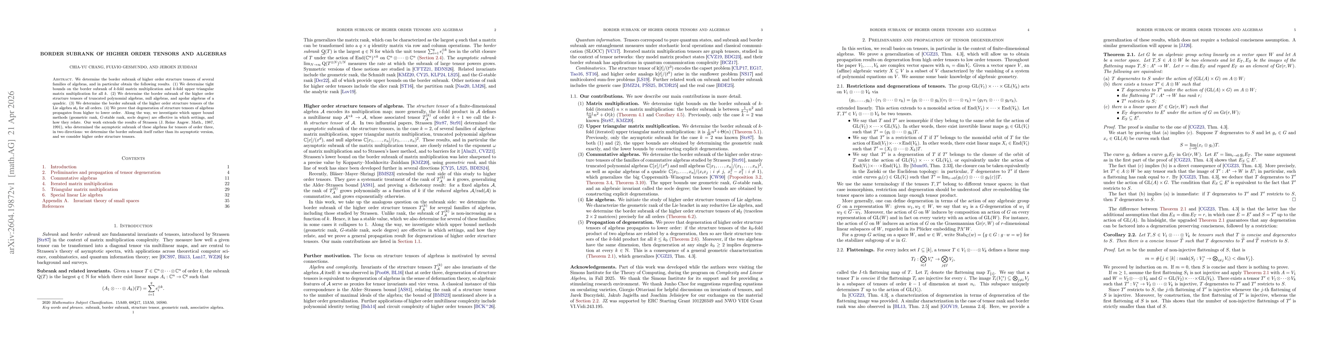 Thumbnail for Border subrank of higher order tensors and algebras