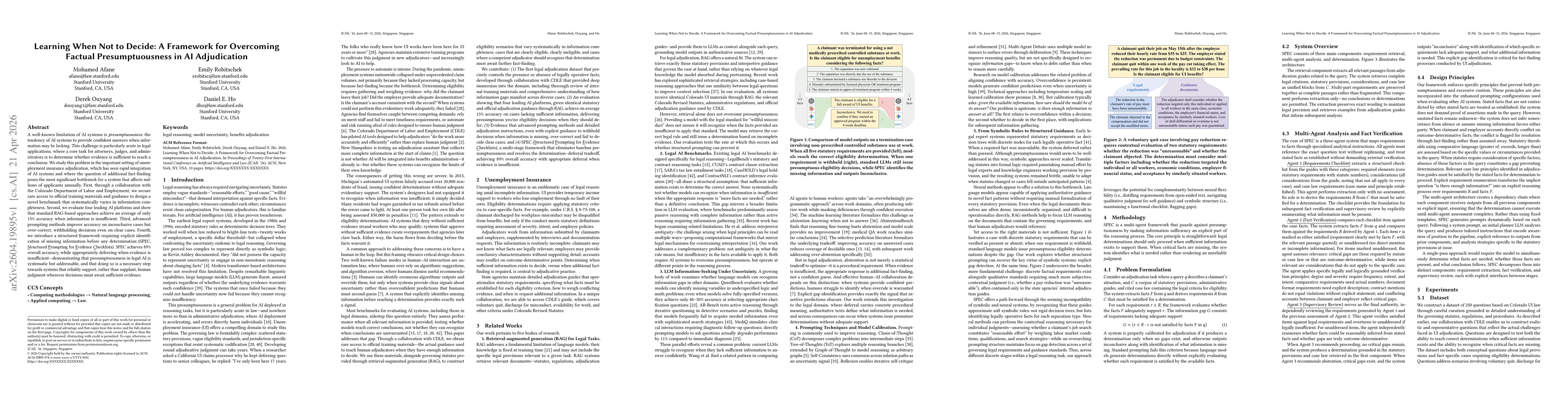 Thumbnail for Learning When Not to Decide: A Framework for Overcoming Factual Presumptuousness in AI Adjudication