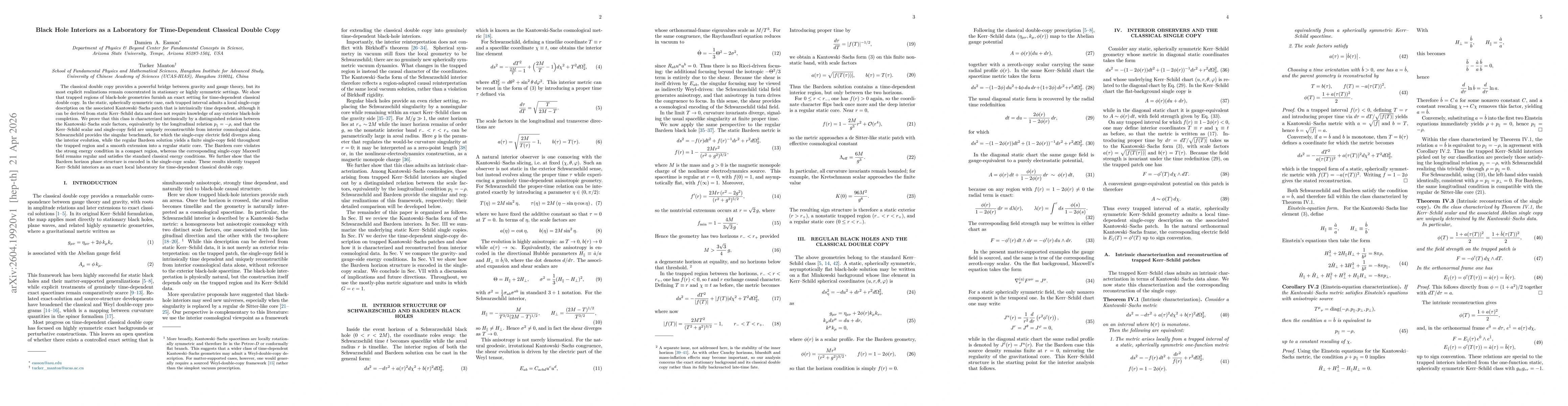 Thumbnail for Black Hole Interiors as a Laboratory for Time-Dependent Classical Double Copy