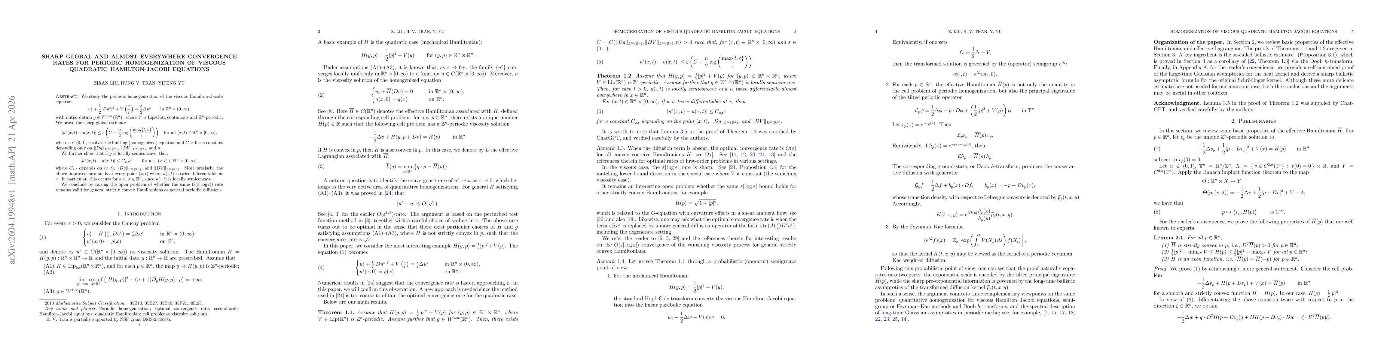 Thumbnail for Sharp global and almost everywhere convergence rates for periodic homogenization of viscous quadratic Hamilton-Jacobi equations