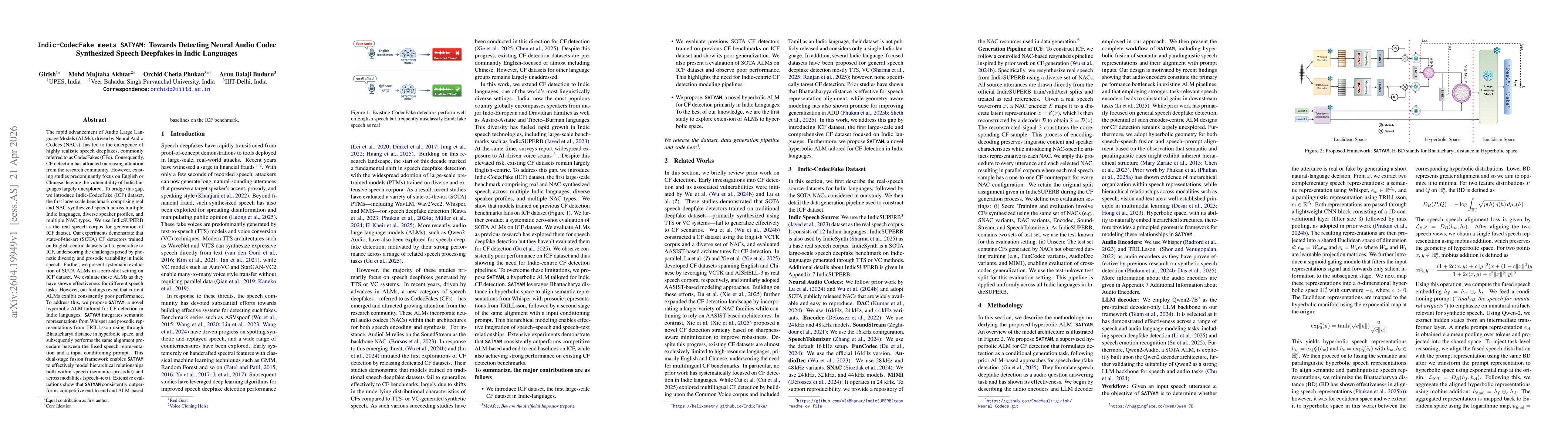Thumbnail for Indic-CodecFake meets SATYAM: Towards Detecting Neural Audio Codec Synthesized Speech Deepfakes in Indic Languages