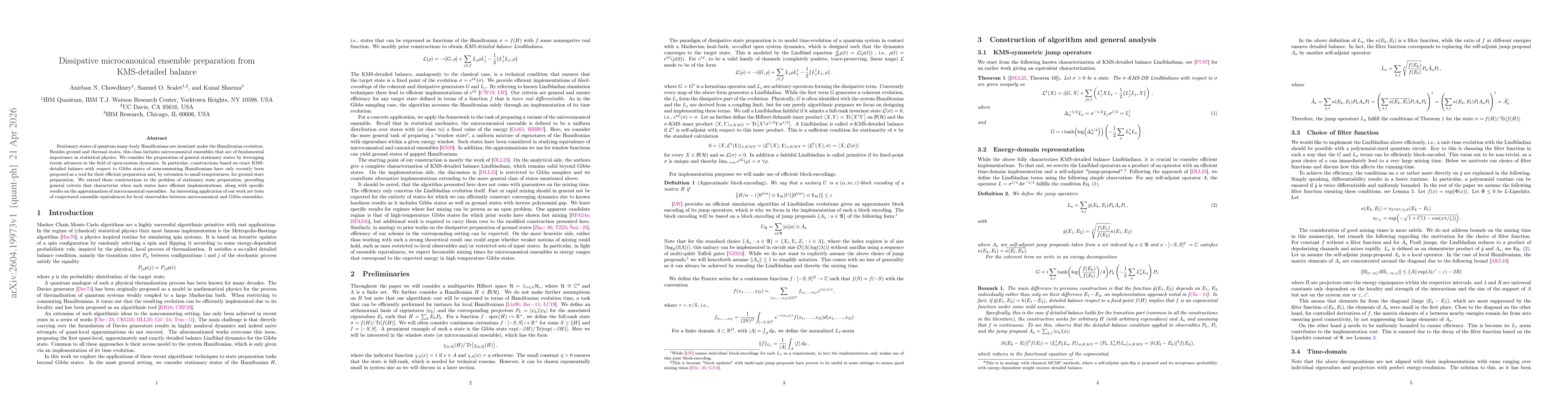 Thumbnail for Dissipative microcanonical ensemble preparation from KMS-detailed balance