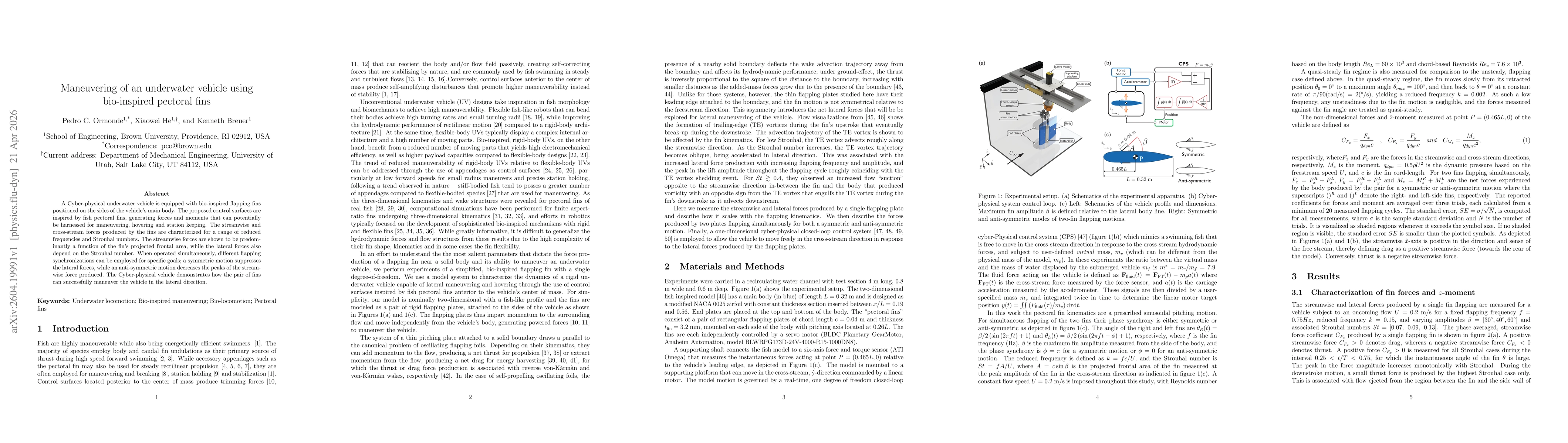 Thumbnail for Maneuvering of an underwater vehicle using bio-inspired pectoral fins