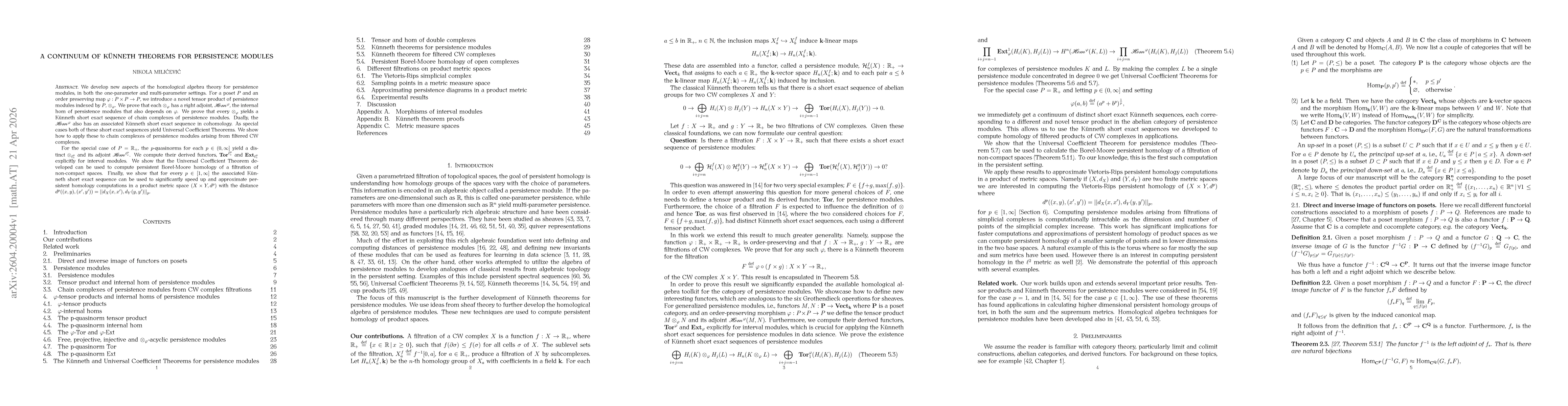 Thumbnail for A continuum of Künneth theorems for persistence modules