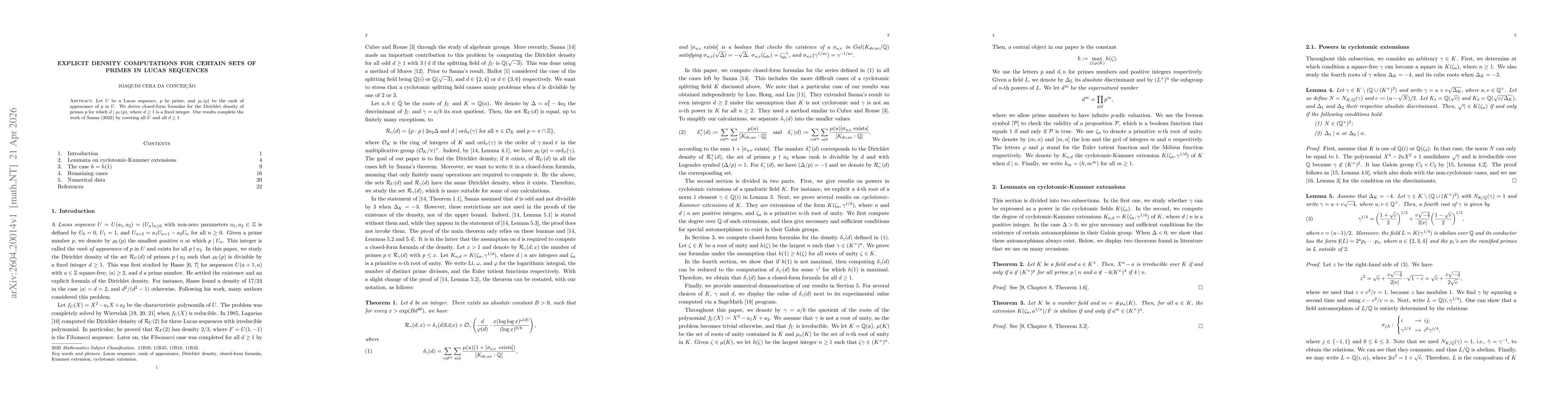 Thumbnail for Explicit density computations for certain sets of primes in Lucas sequences
