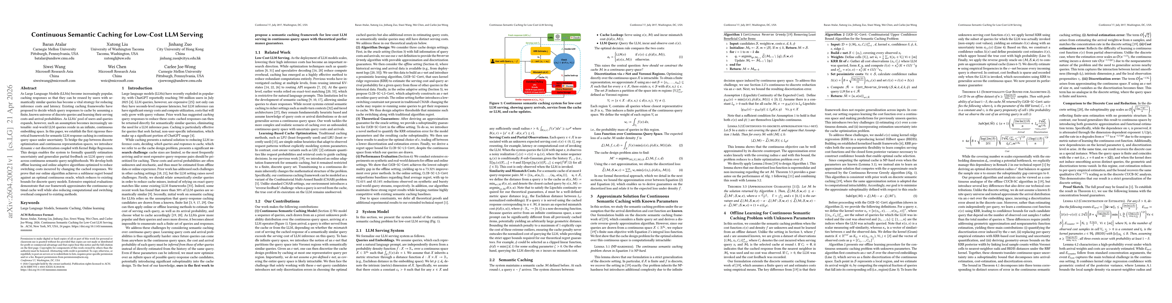 Thumbnail for Continuous Semantic Caching for Low-Cost LLM Serving