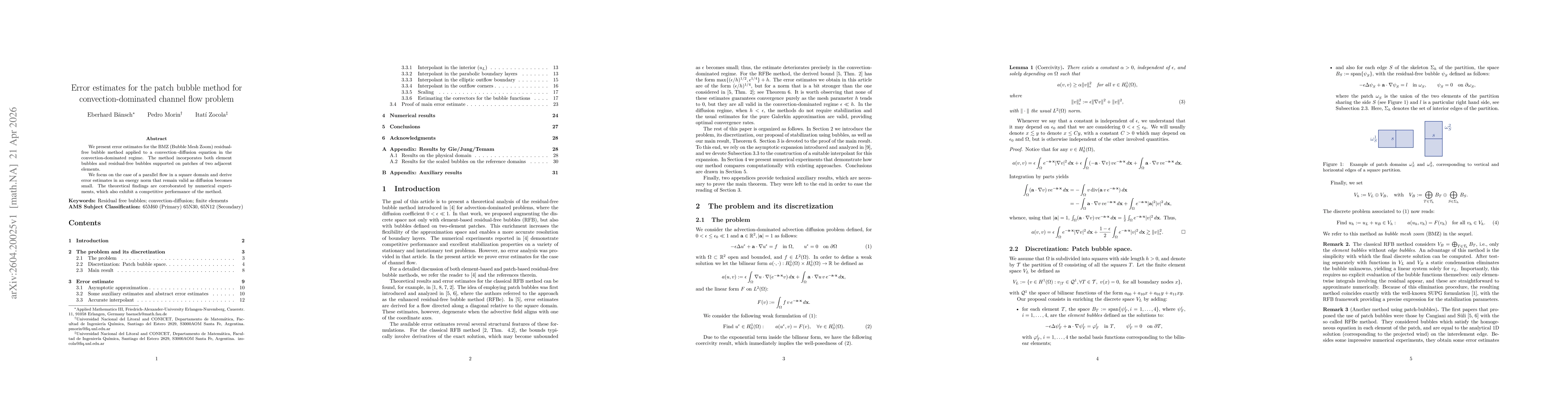 Thumbnail for Error estimates for the patch bubble method for convection-dominated channel flow problem