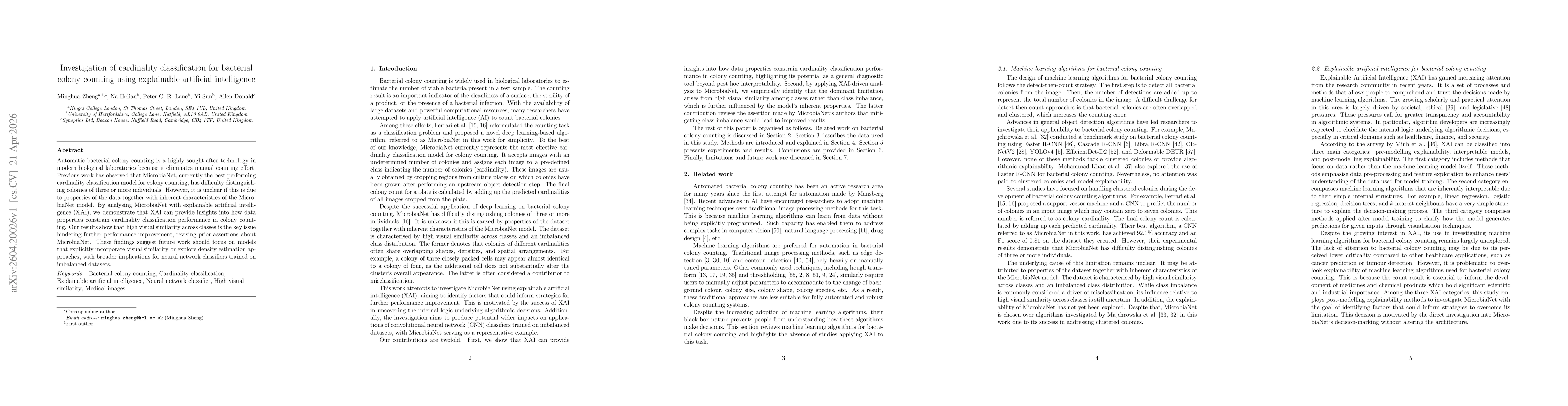 Thumbnail for Investigation of cardinality classification for bacterial colony counting using explainable artificial intelligence