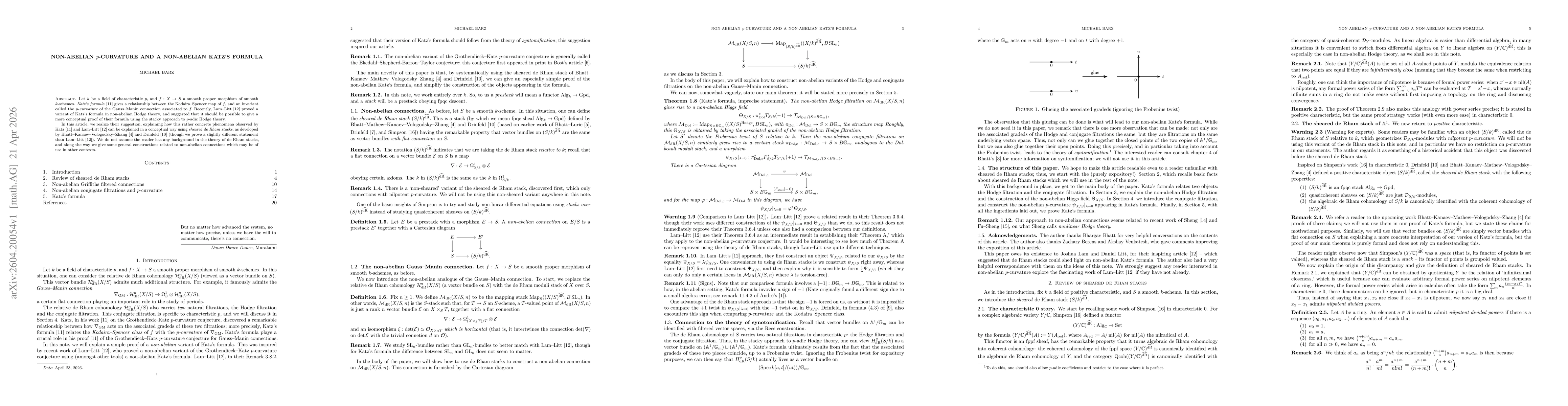 Thumbnail for Non-Abelian p-Curvature and a Non-Abelian Katz's Formula