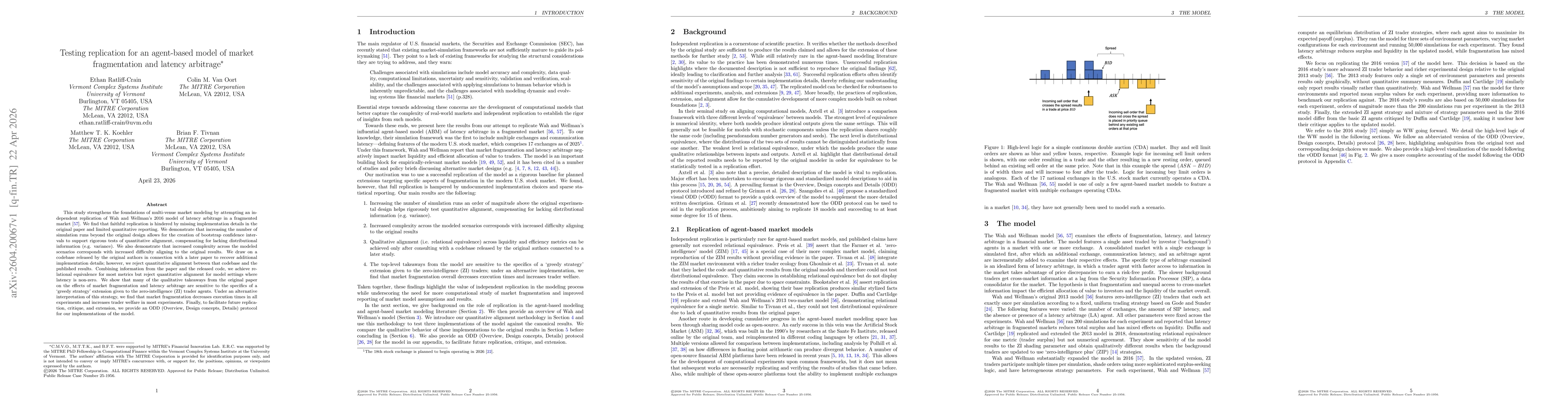 Thumbnail for Testing replication for an agent-based model of market fragmentation and latency arbitrage