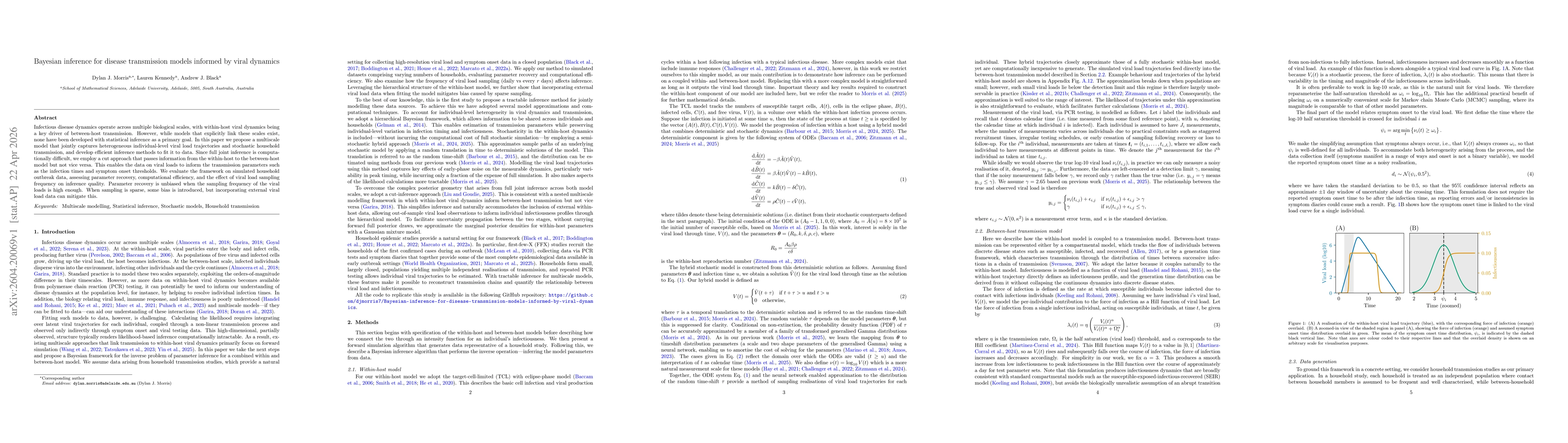 Thumbnail for Bayesian inference for disease transmission models informed by viral dynamics