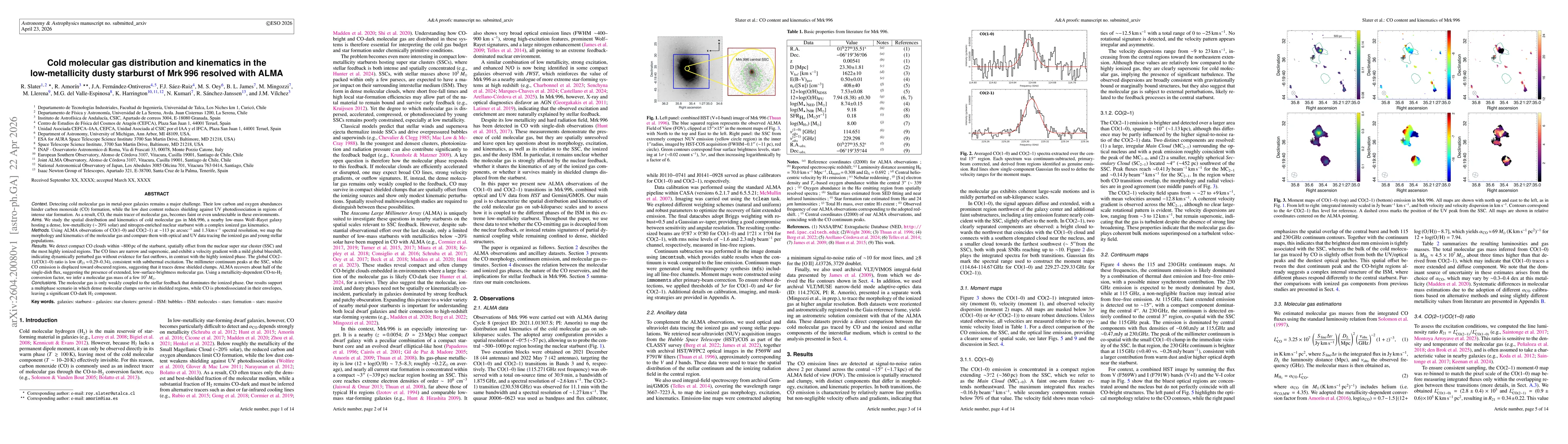 Thumbnail for Cold molecular gas distribution and kinematics in the low-metallicity dusty starburst of Mrk 996 resolved with ALMA