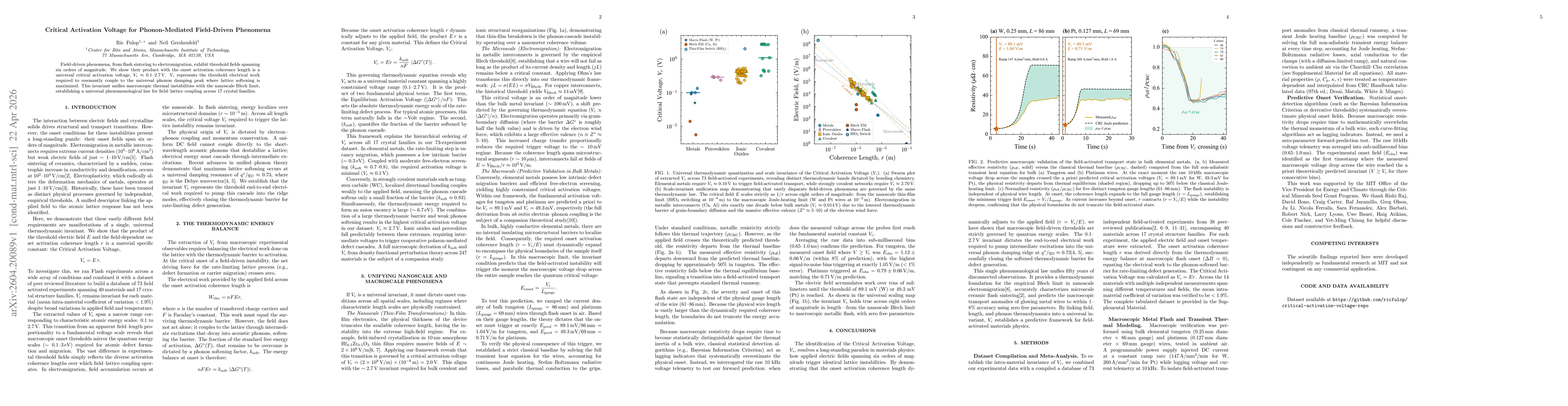 Thumbnail for Critical Activation Voltage for Phonon-Mediated Field-Driven Phenomena