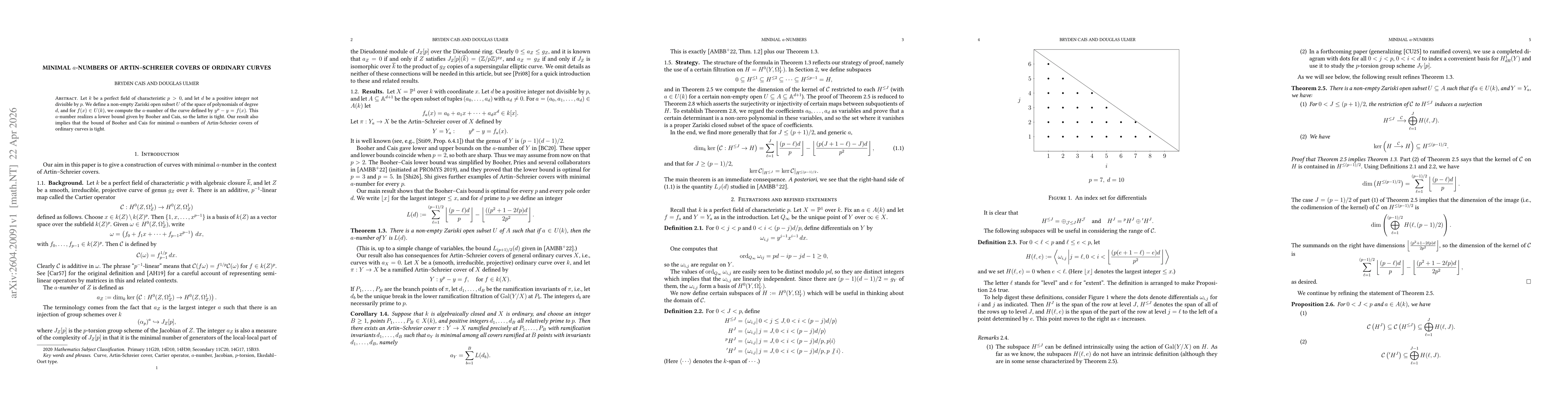 Thumbnail for Minimal $a$-numbers of Artin--Schreier covers of ordinary curves