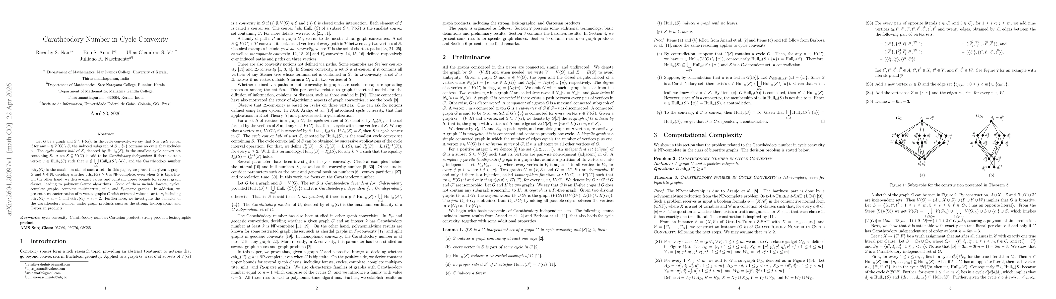 Thumbnail for Carathéodory Number in Cycle Convexity