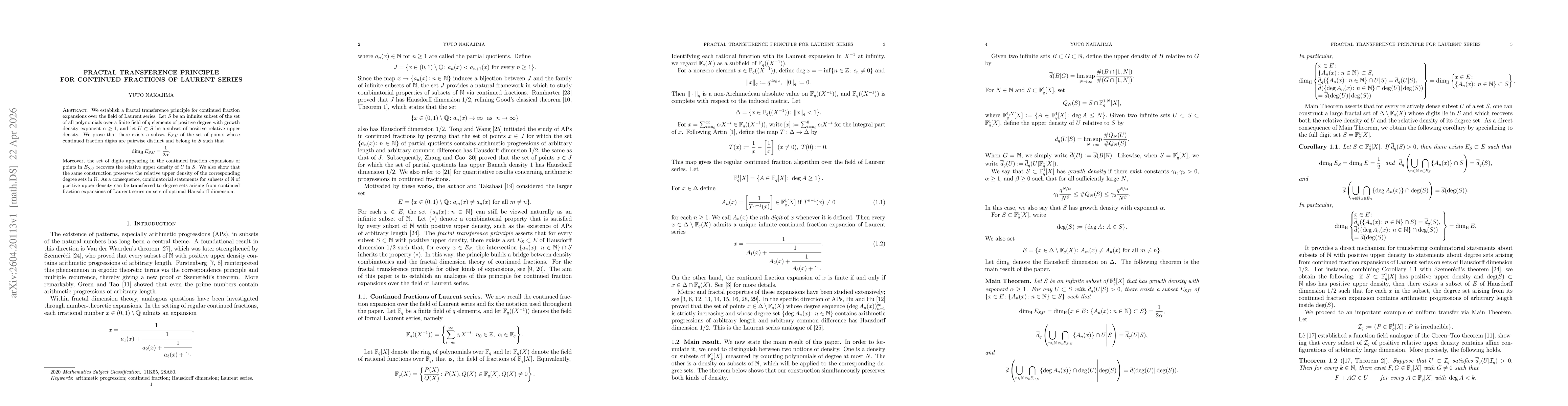 Thumbnail for Fractal transference principle for continued fractions of Laurent series