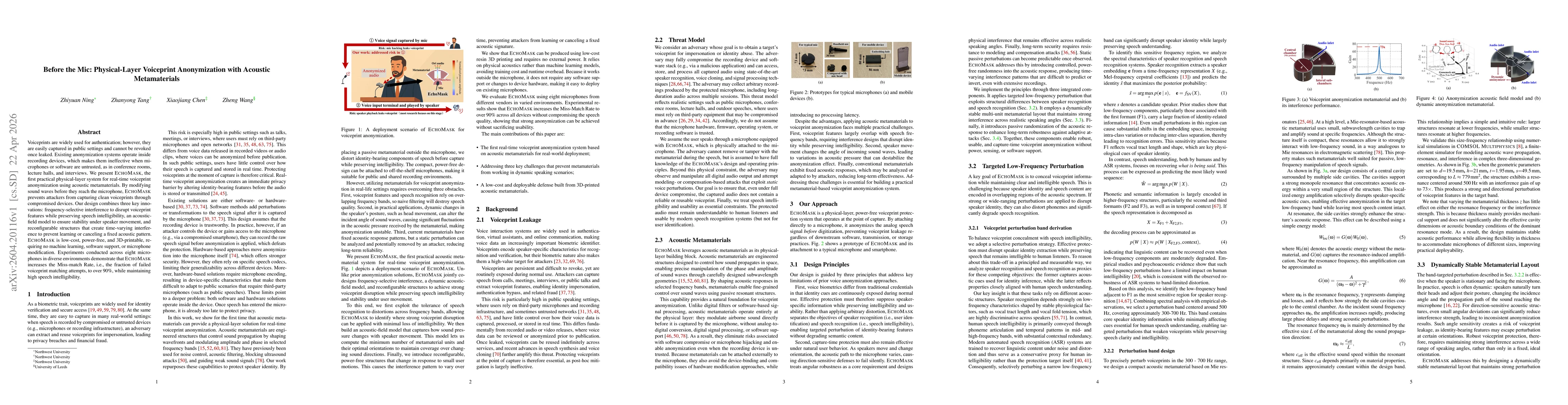 Thumbnail for Before the Mic: Physical-Layer Voiceprint Anonymization with Acoustic Metamaterials