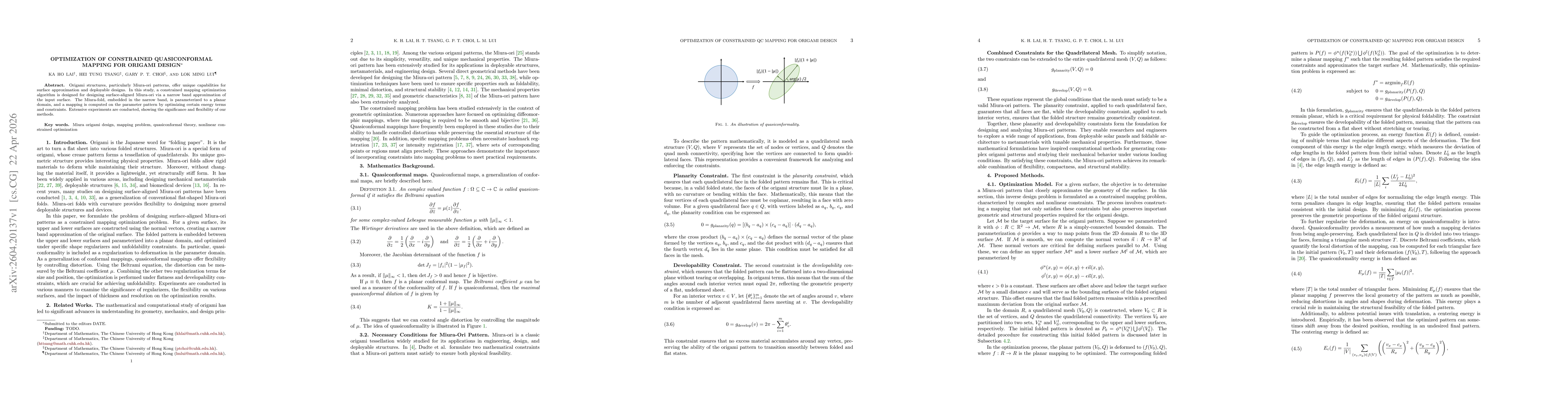 Thumbnail for Optimization of Constrained Quasiconformal Mapping for Origami Design