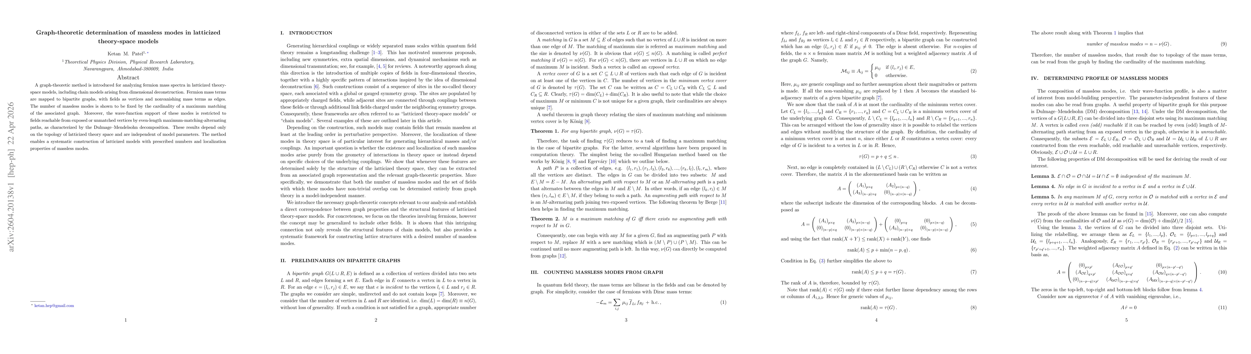 Thumbnail for Graph-theoretic determination of massless modes in latticized theory-space models