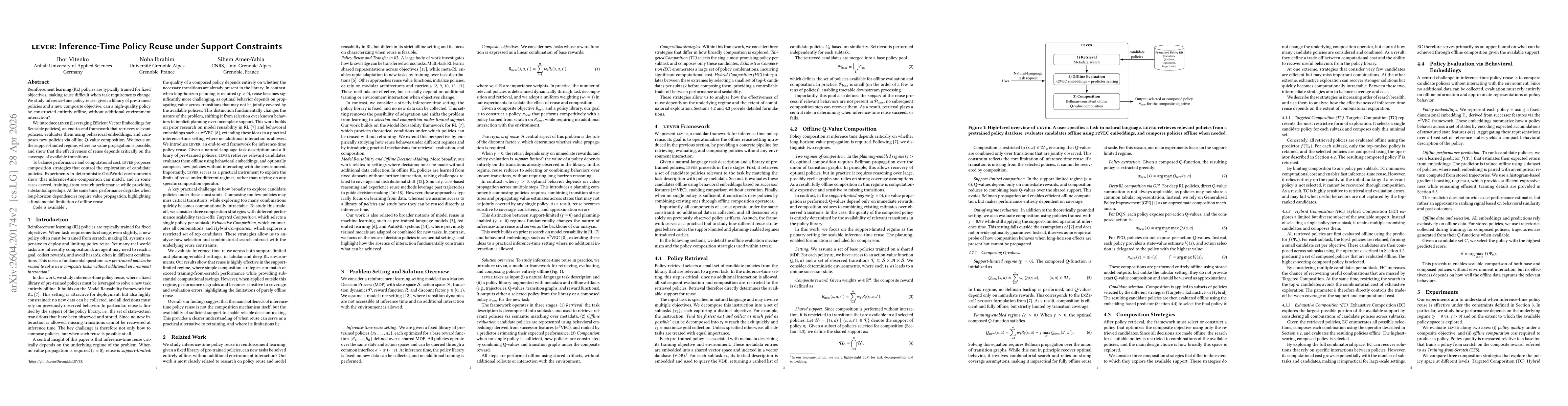 Thumbnail for Lever: Inference-Time Policy Reuse under Support Constraints