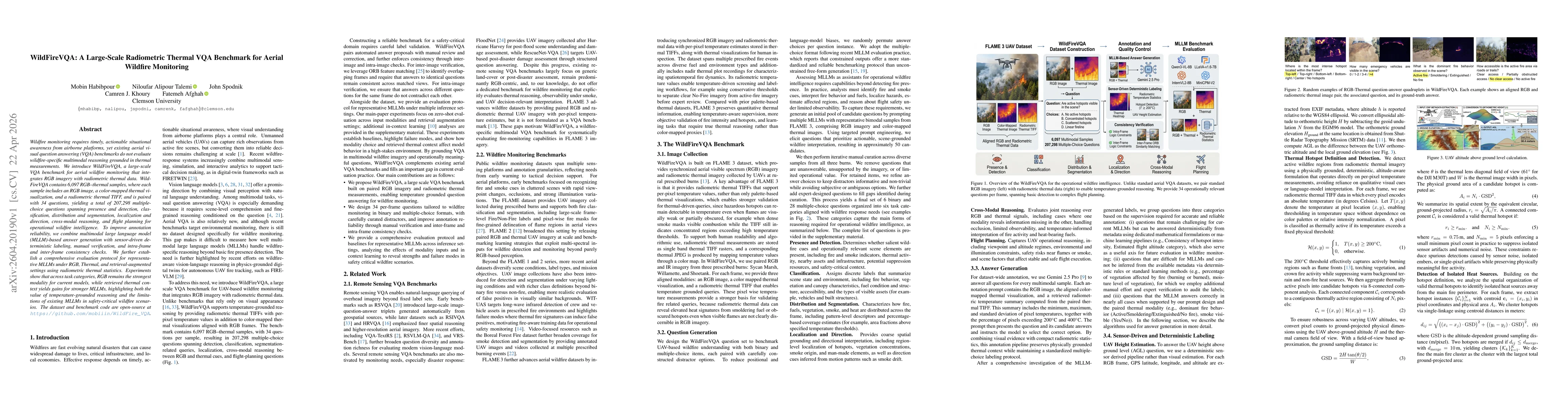 Thumbnail for WildFireVQA: A Large-Scale Radiometric Thermal VQA Benchmark for Aerial Wildfire Monitoring