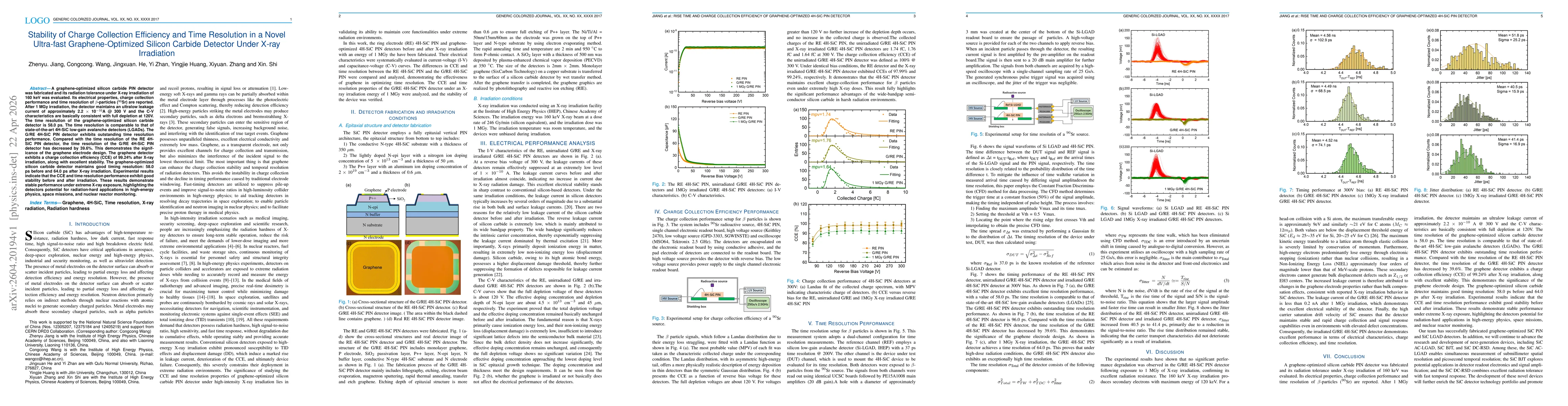 Thumbnail for Stability of Charge Collection Efficiency and Time Resolution in a Novel Ultra-fast Graphene-Optimized Silicon Carbide Detector Under X-ray Irradiation