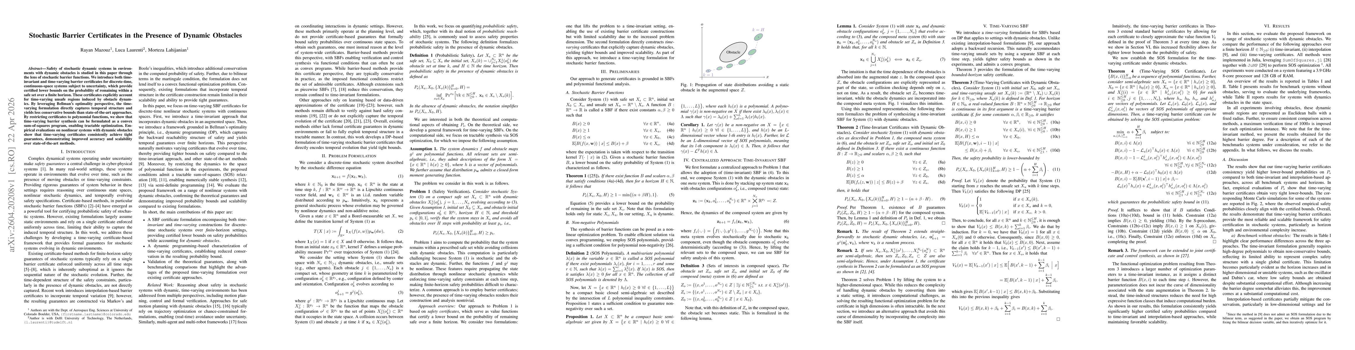 Thumbnail for Stochastic Barrier Certificates in the Presence of Dynamic Obstacles