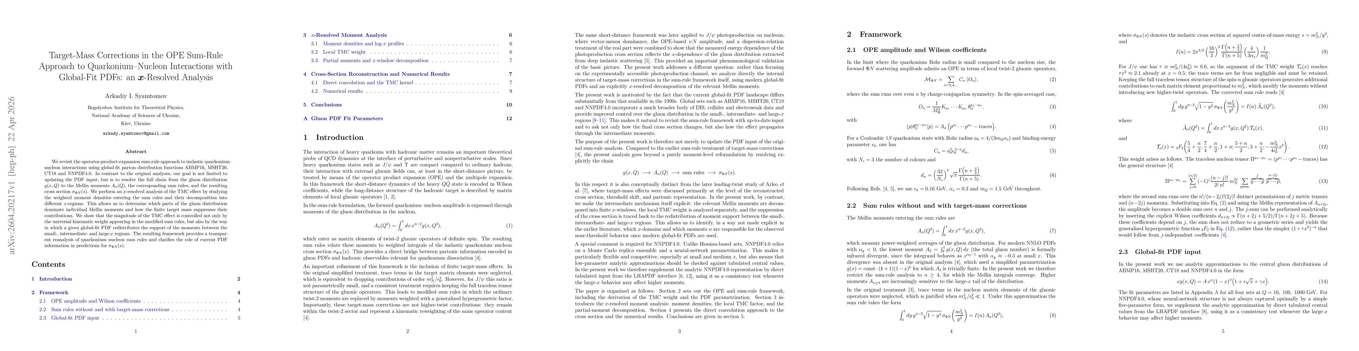 Thumbnail for Target-Mass Corrections in the OPE Sum-Rule Approach to Quarkonium-Nucleon Interactions with Global-Fit PDFs: an $x$-Resolved Analysis