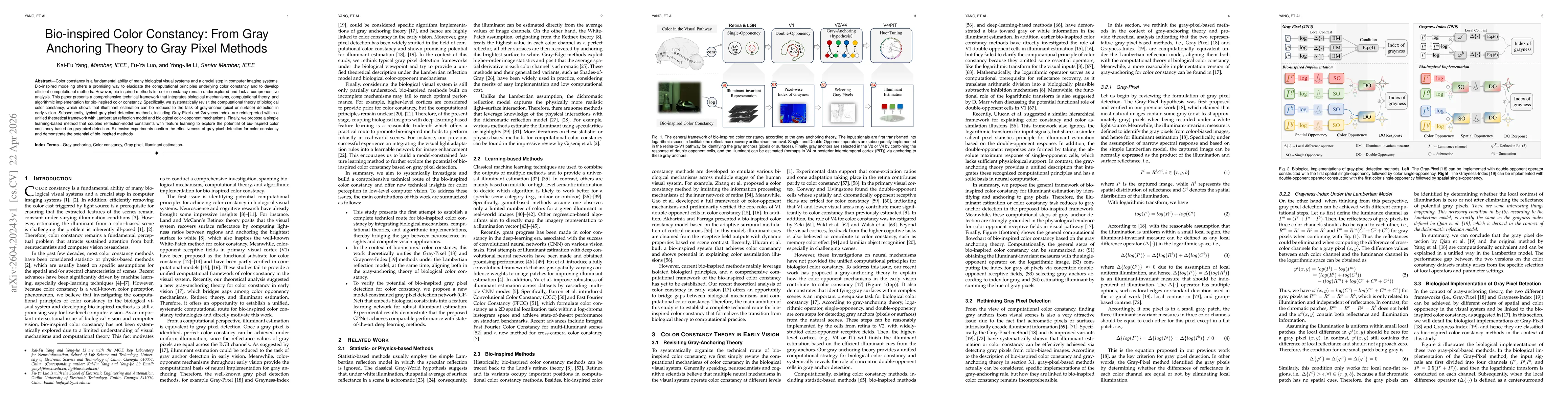 Thumbnail for Bio-inspired Color Constancy: From Gray Anchoring Theory to Gray Pixel Methods